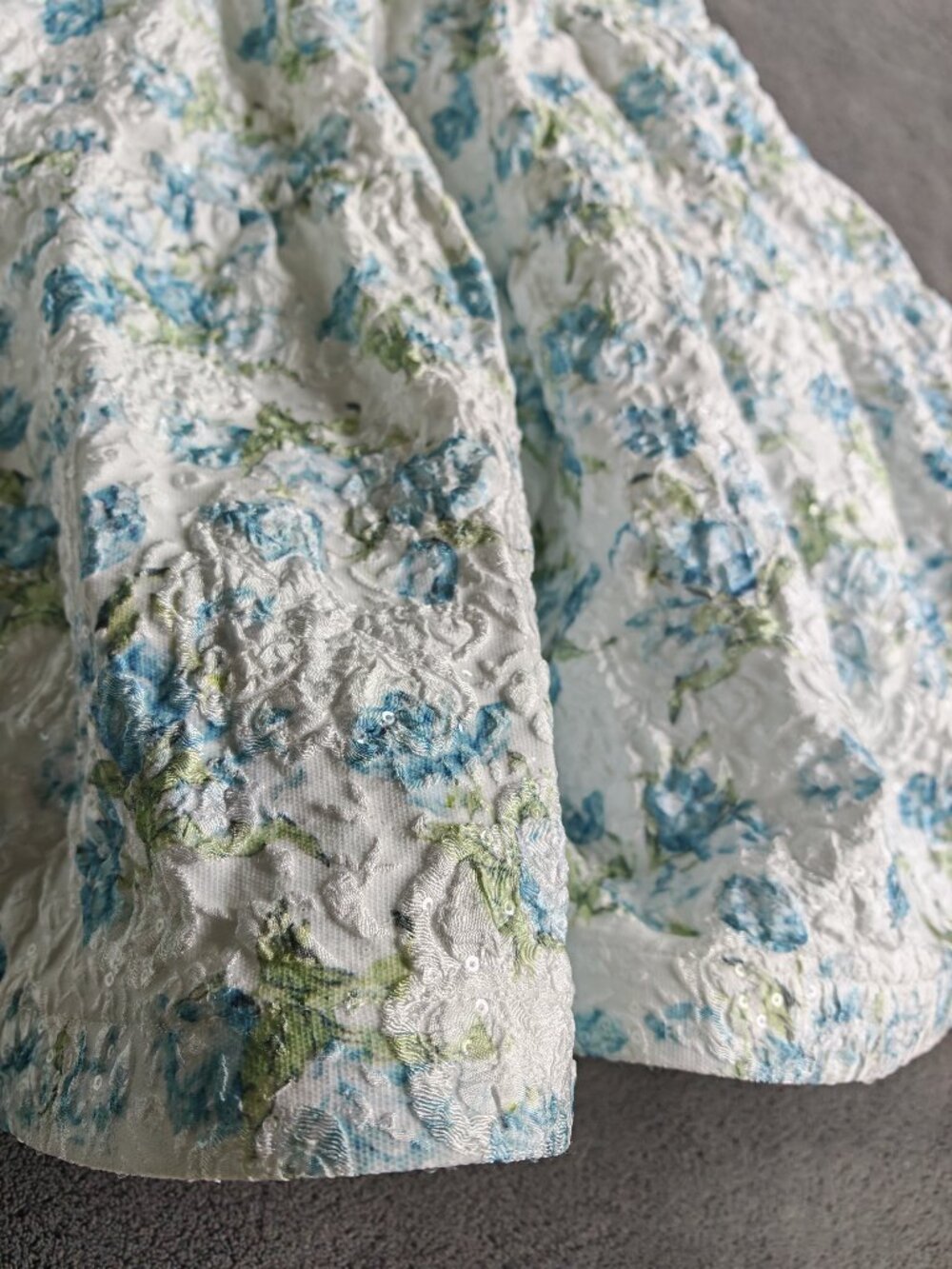 Altar’d State Blue Floral Shimmer Jacquard Tie Strap Mini Dress Cottagecore Size - Picture 5 of 16